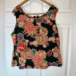 SACHIKO Vibrant Floral Sleeveless Top - Black and Red
